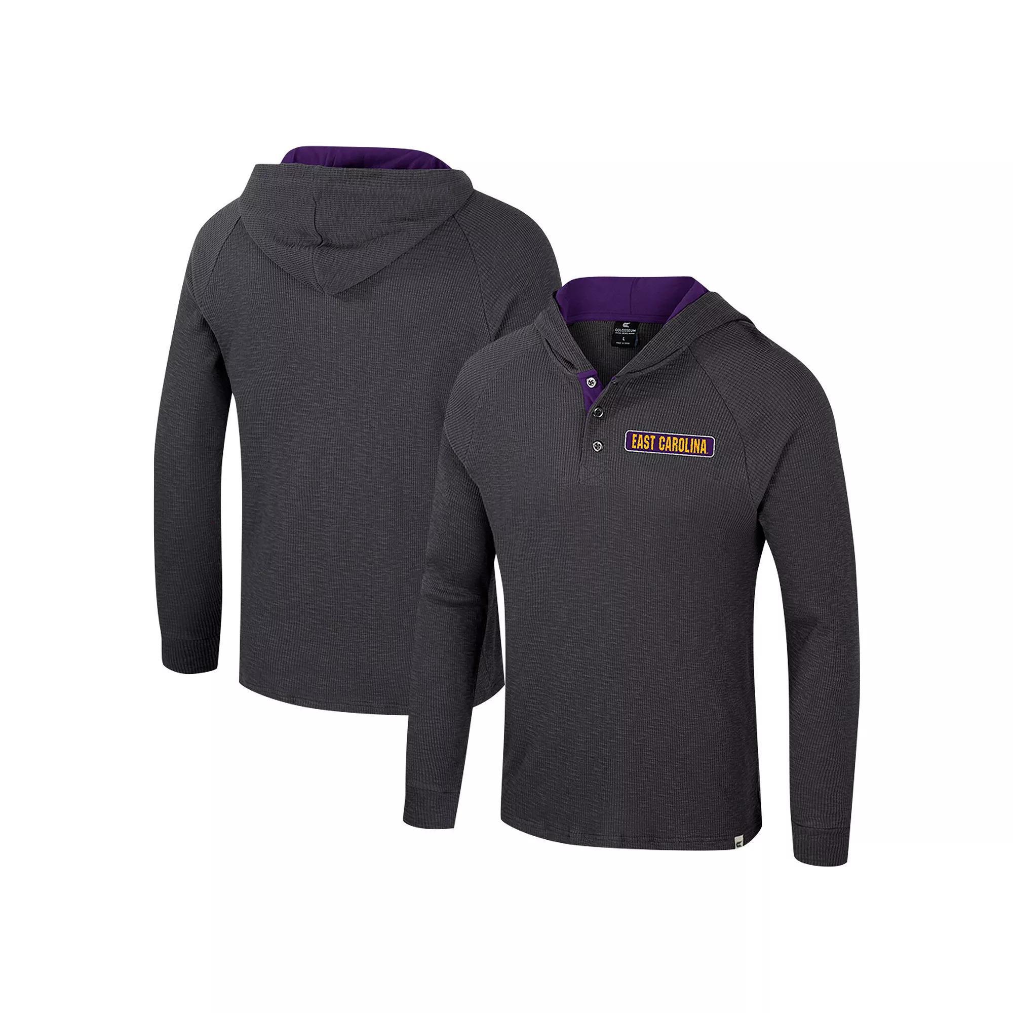 Mens Colosseum Charcoal Air Force Falcons Dujour Ralgan Long Sleeve Henley Hoodie T-Shirt Product Image