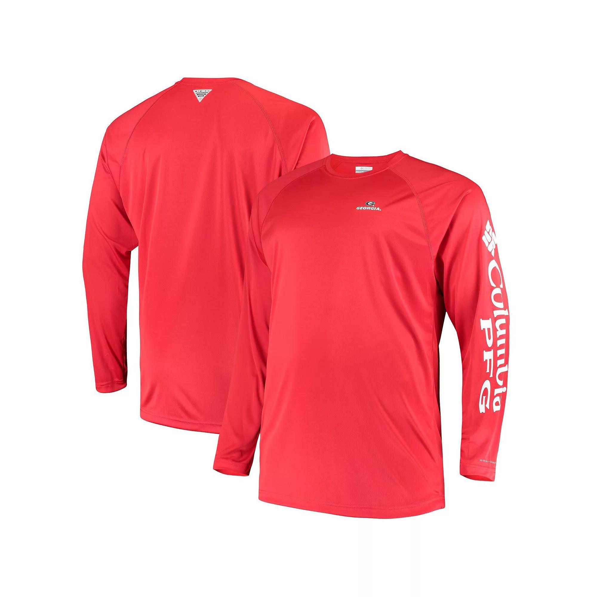Men's Columbia Red Georgia Bulldogs Big & Tall Terminal Tackle Long Sleeve Omni-Shade T-Shirt, Size: 4XLT Product Image