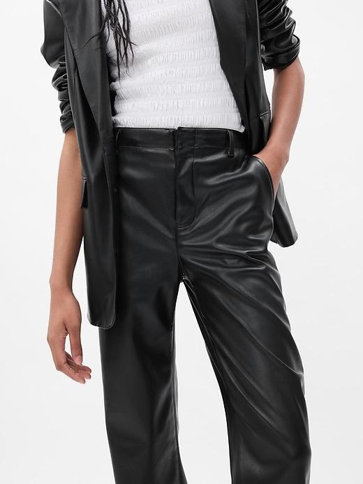 Mid Rise Vegan Leather Loose Pants Product Image