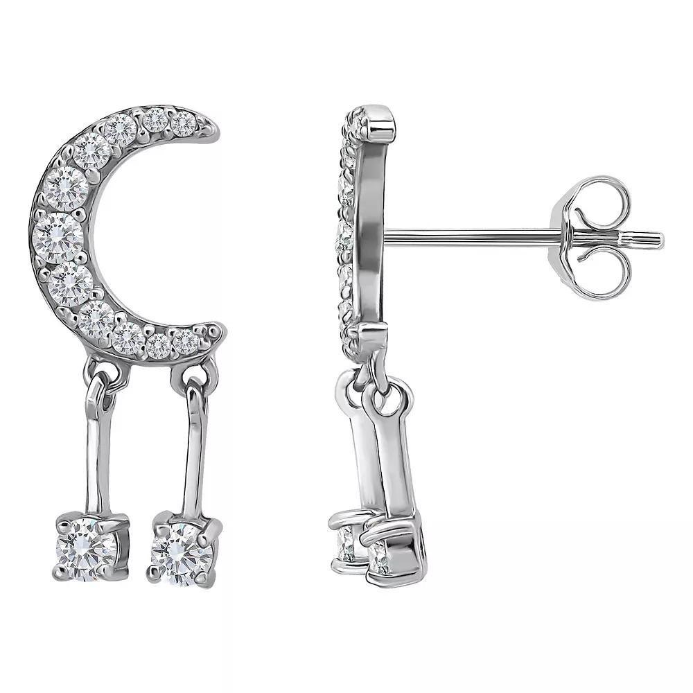 Aleure Precioso Sterling Silver Cubic Zirconia Moon & Drops Drop Earrings, Women's Product Image