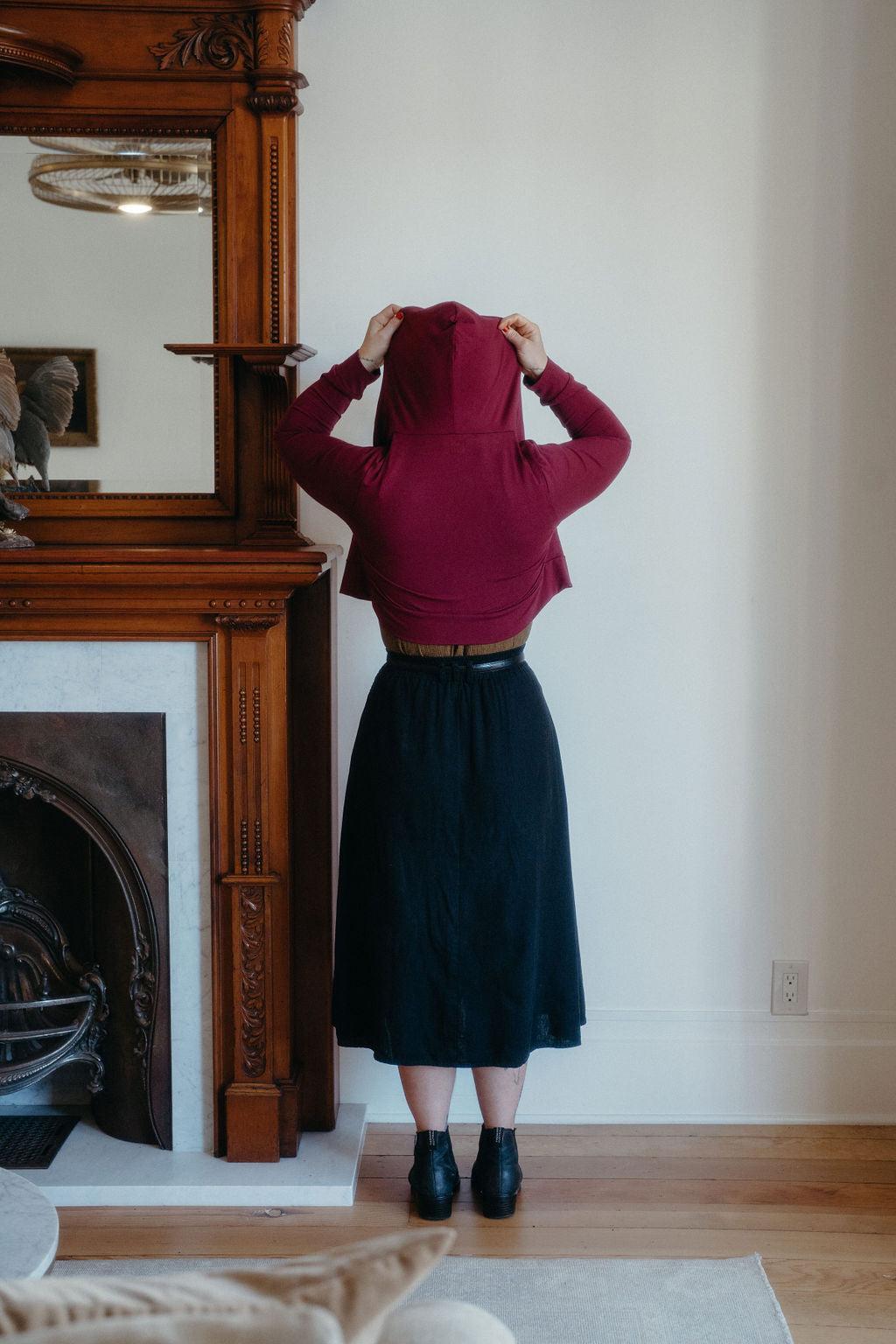 Cropped Hoodie In Merlot Product Image