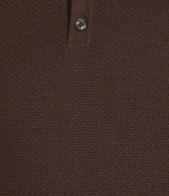 Murano Solid Textured Short Sleeve Knit Polo Sweater Product Image