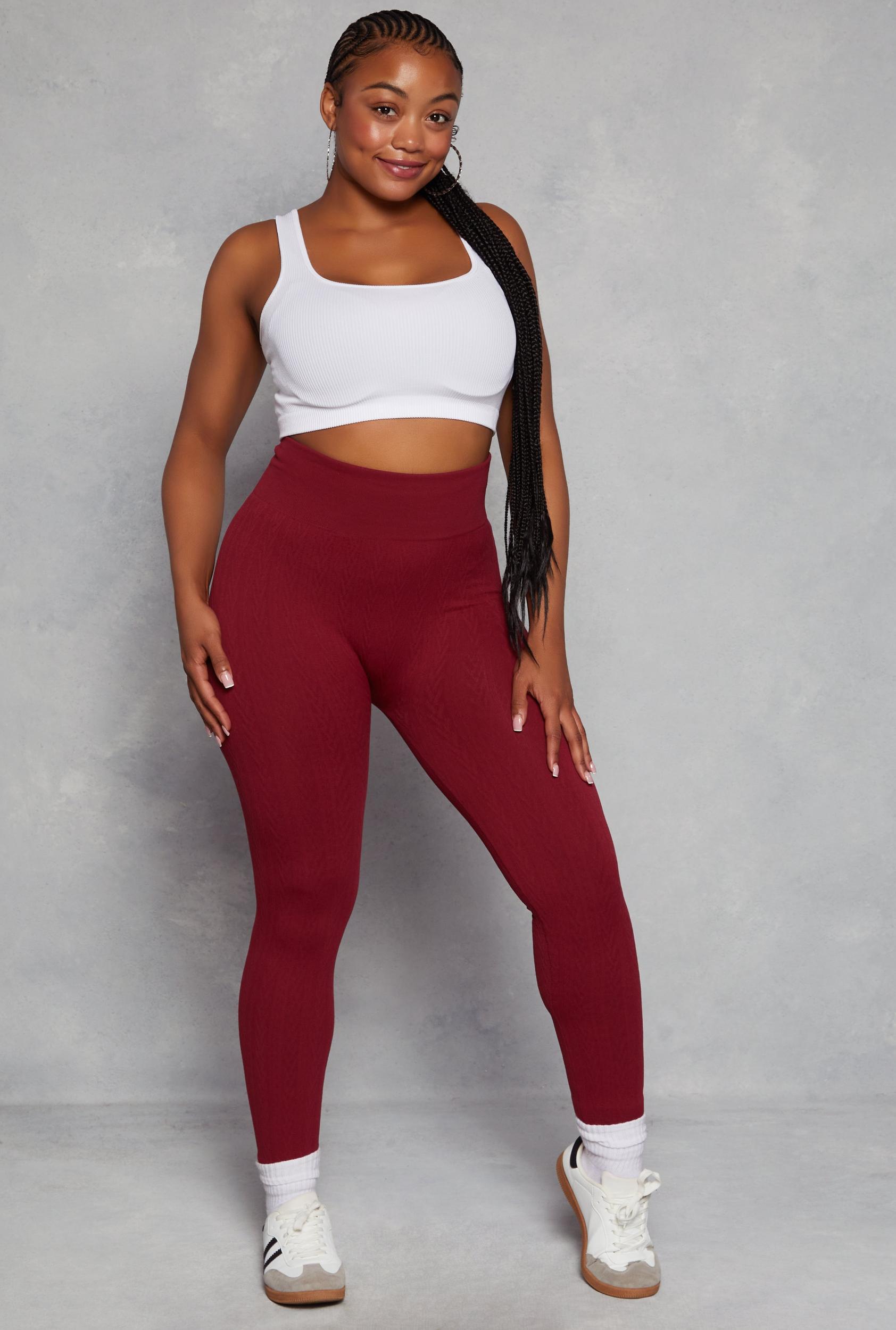 Womens Plus Size Seamless Cable Knit High Waist Leggings Product Image