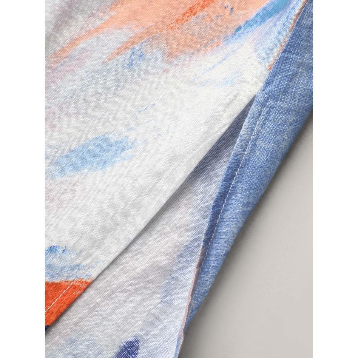 Plus Size Abstract Print Waist-Cinched Split Hem Maxi Dress Multicolor Women Elegant Gathered Heart neckline Elbow-length sleeve Curvy BloomChic 30/6X Product Image