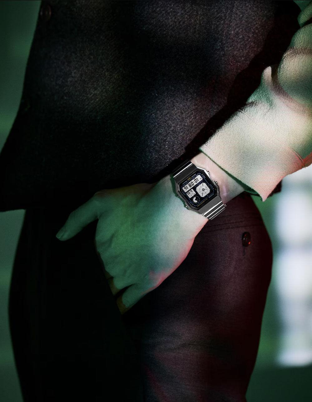 CASIO A130WE-1A Watch - BLK/SILVER Product Image