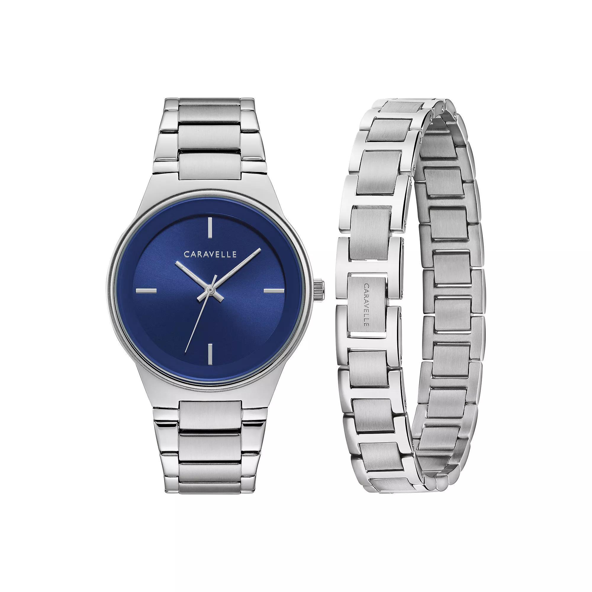 Caravelle by Bulova Mens Stainless Steel Watch & Stainless Steel Bracelet Box Set Silver Product Image