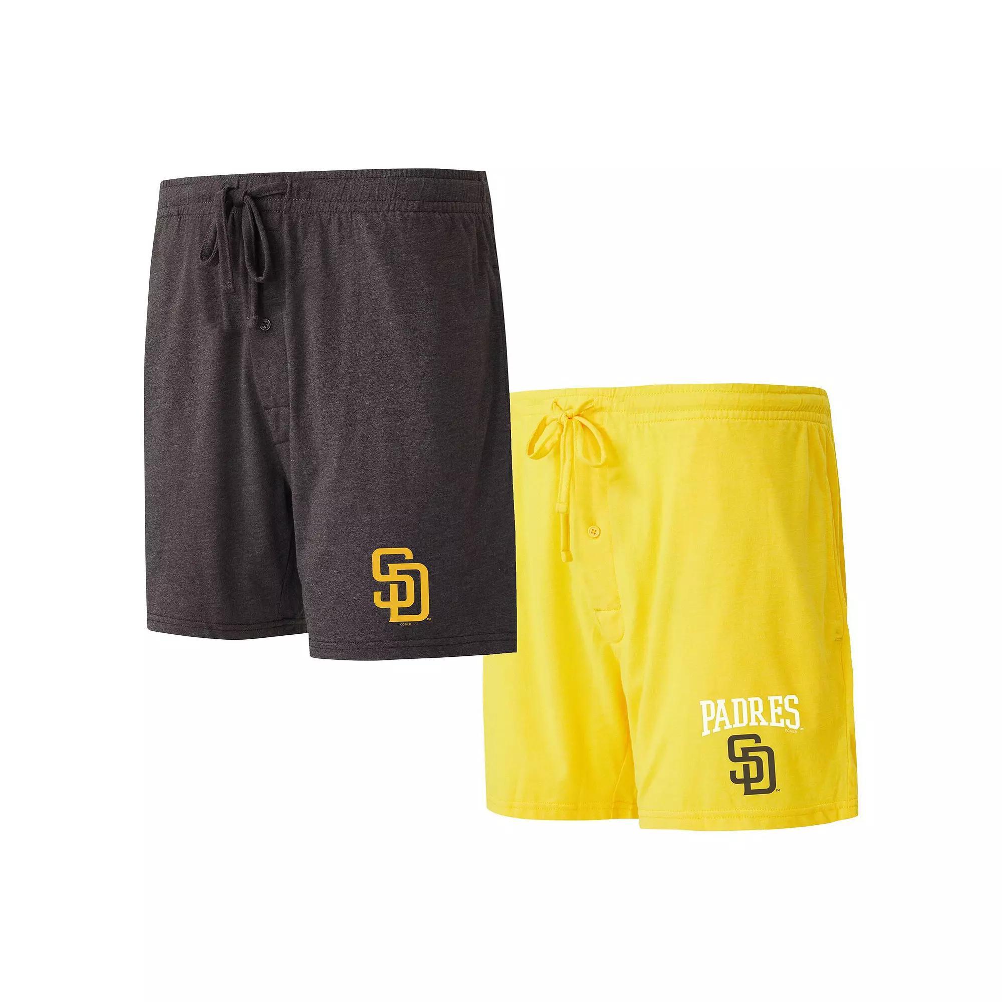 Men's Concepts Sport Brown/Gold San Diego Padres Two-Pack Meter Sleep Shorts, Size: Small Product Image