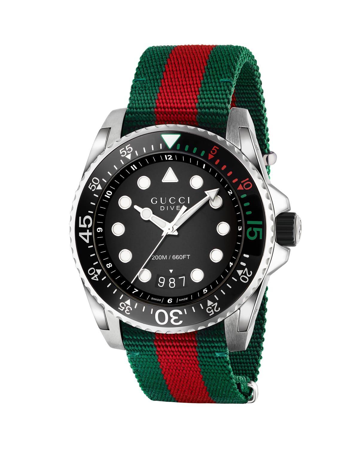 45mm Gucci Dive Watch w/ Nylon Web Strap Product Image