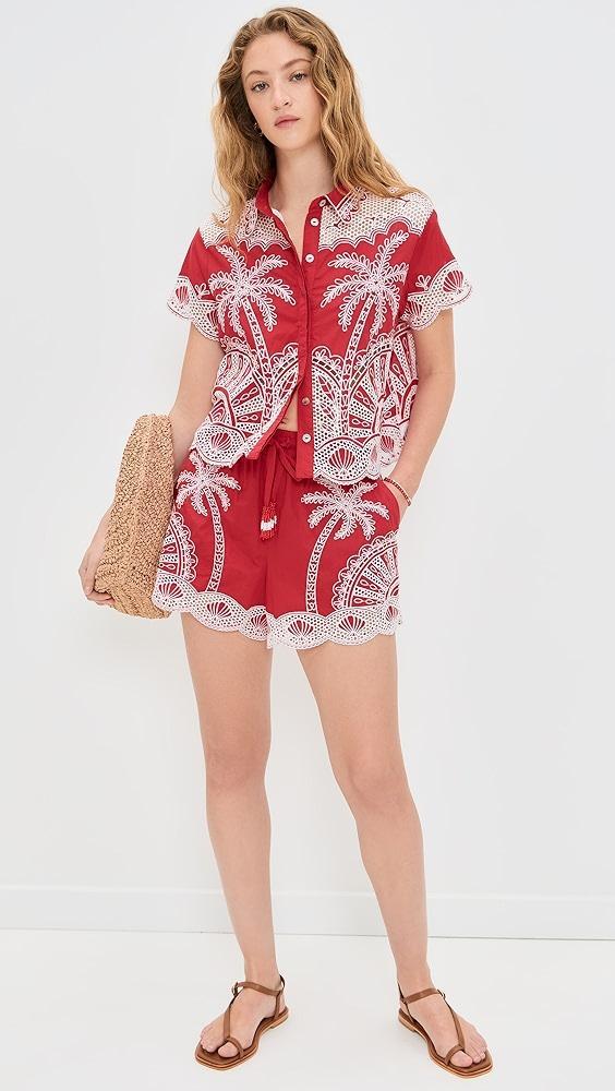 FARM Rio Red Palm Trees Shorts | Shopbop Product Image