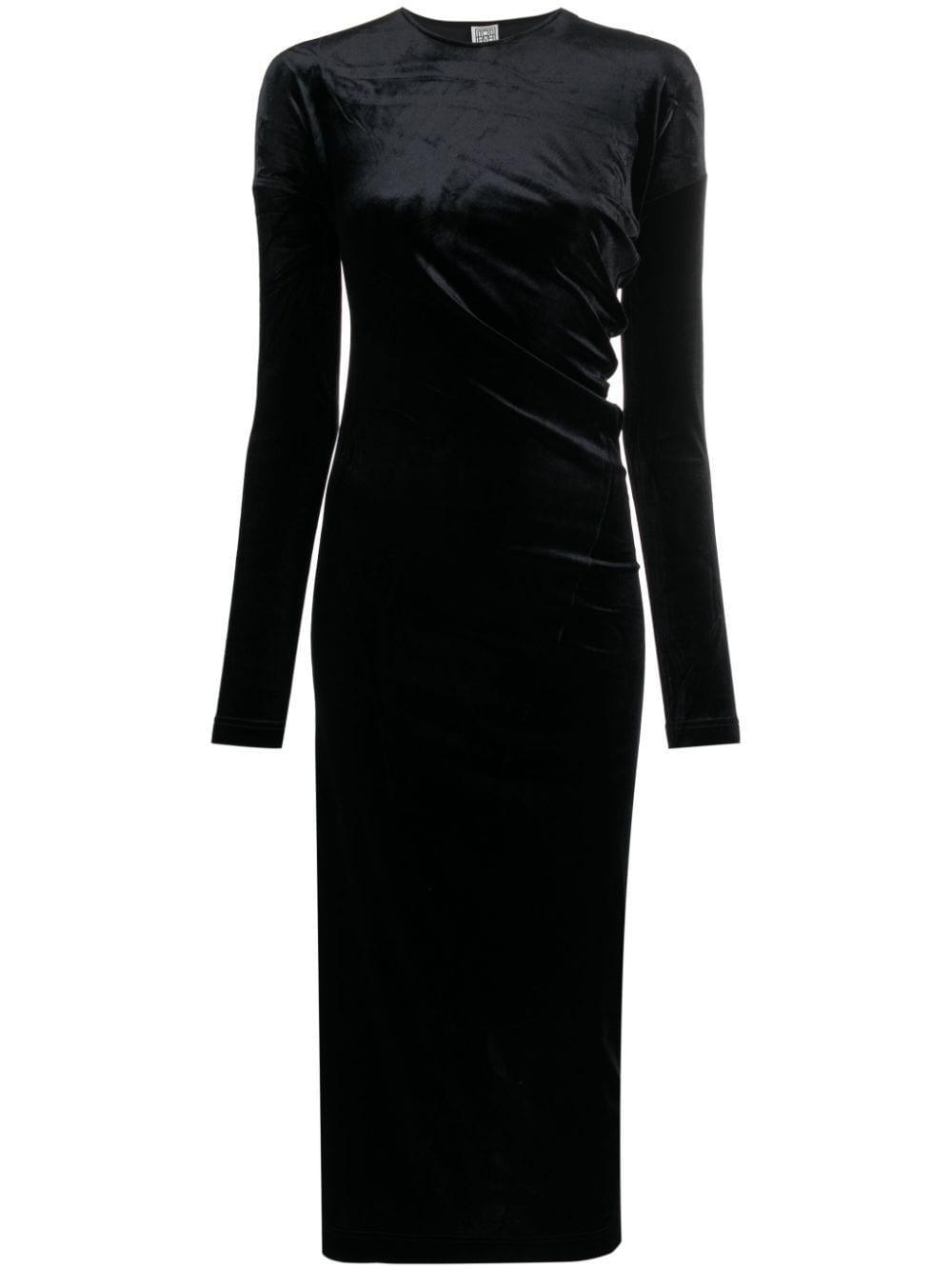 TOTÊME Twisted Velvet Dress Black Product Image