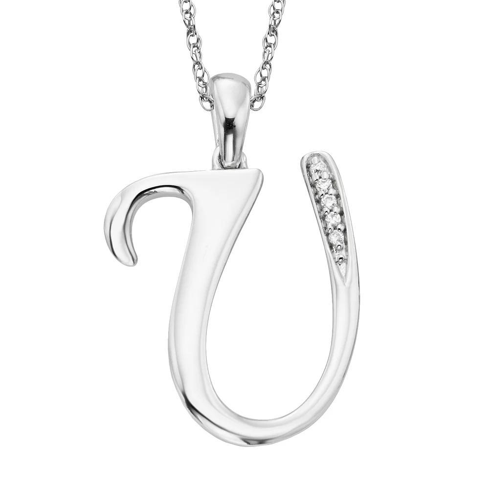 Sterling Silver Diamond Accent Initial Pendant, Womens Product Image
