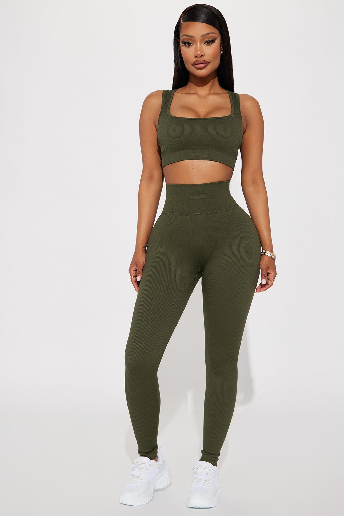 Fighter Ribbed Active Legging In Infinity Seamless - Olive Product Image