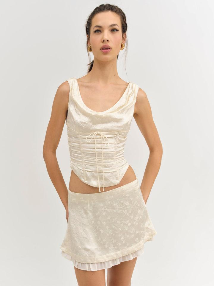 Carla Jacquard Mini Skirt — Ivory Product Image