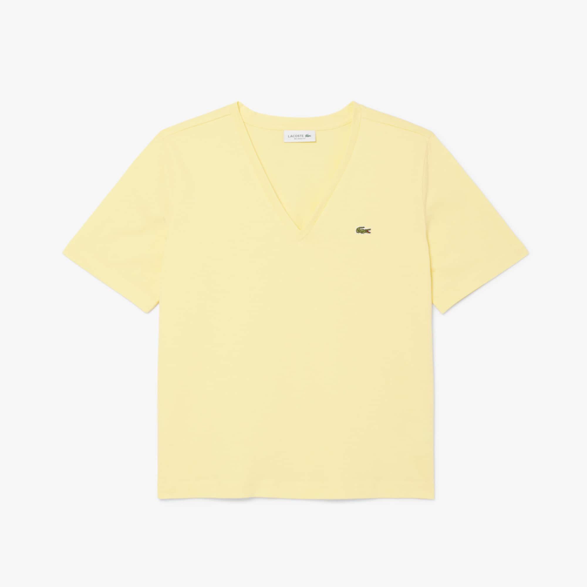 Relaxed Fit Soft Cotton V Neck T-shirt Product Image