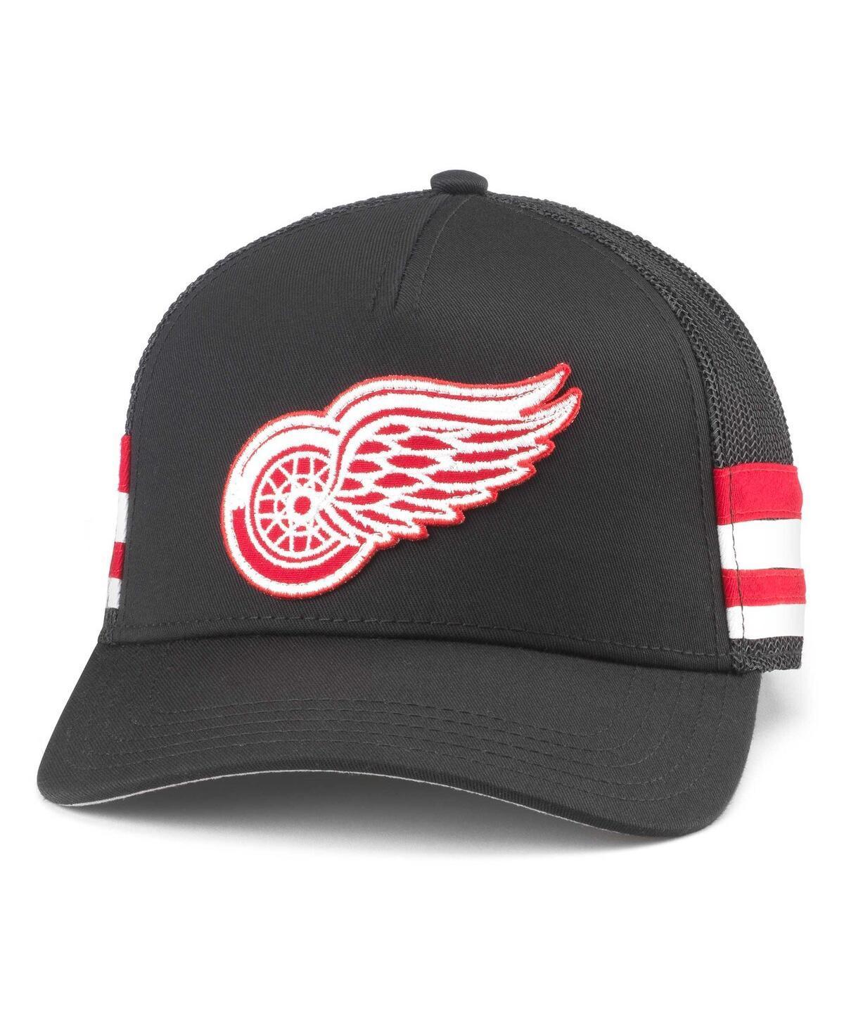 Men's American Needle Black Detroit Red Wings HotFoot Stripes Trucker Adjustable Hat Product Image