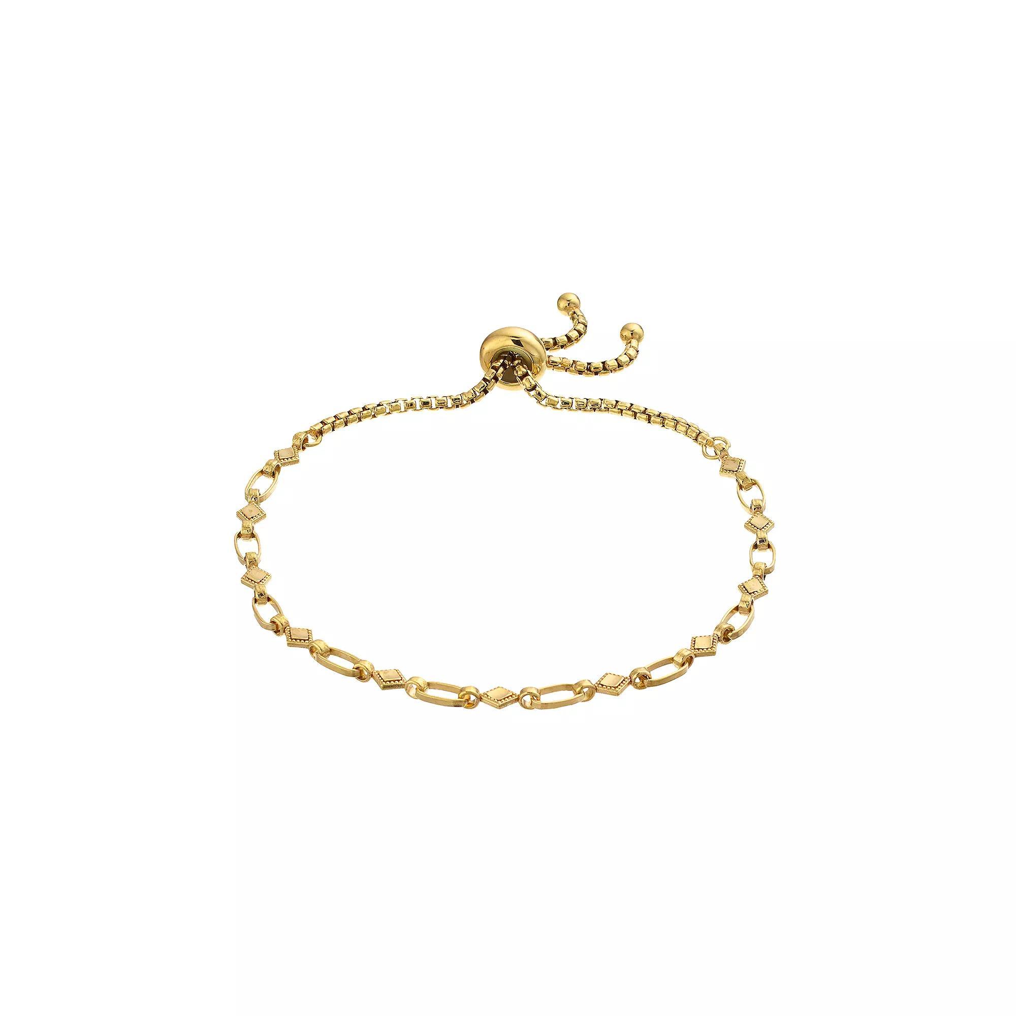 Kristen Kesho Sterling Silver Kite Link Adjustable Bolo Bracelet, Women's, Size: 9.50, Gold Tone Product Image