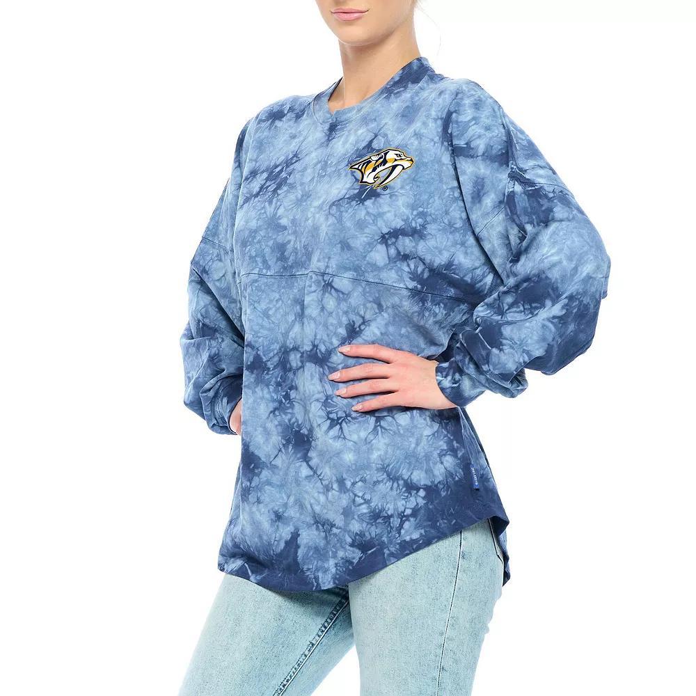 Women's Fanatics Branded Navy Nashville Predators Crystal-Dye Long Sleeve T-Shirt, Size: Small, Pdt Blue Product Image