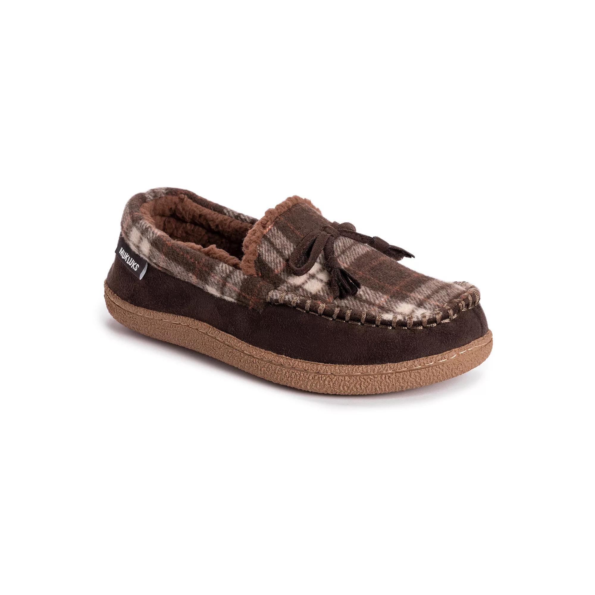 MUK LUKS Tanver Plaid Mens Moccasin Slippers Product Image