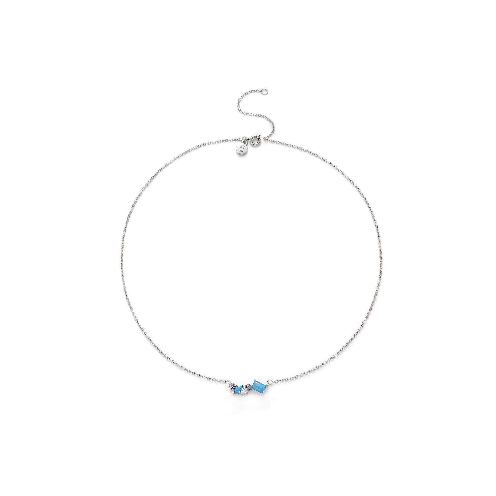 Power of Color Blue Quartz & Cubic Zirconia Cluster Necklace, Women's, Size: 18", Silver Tone Blue Product Image