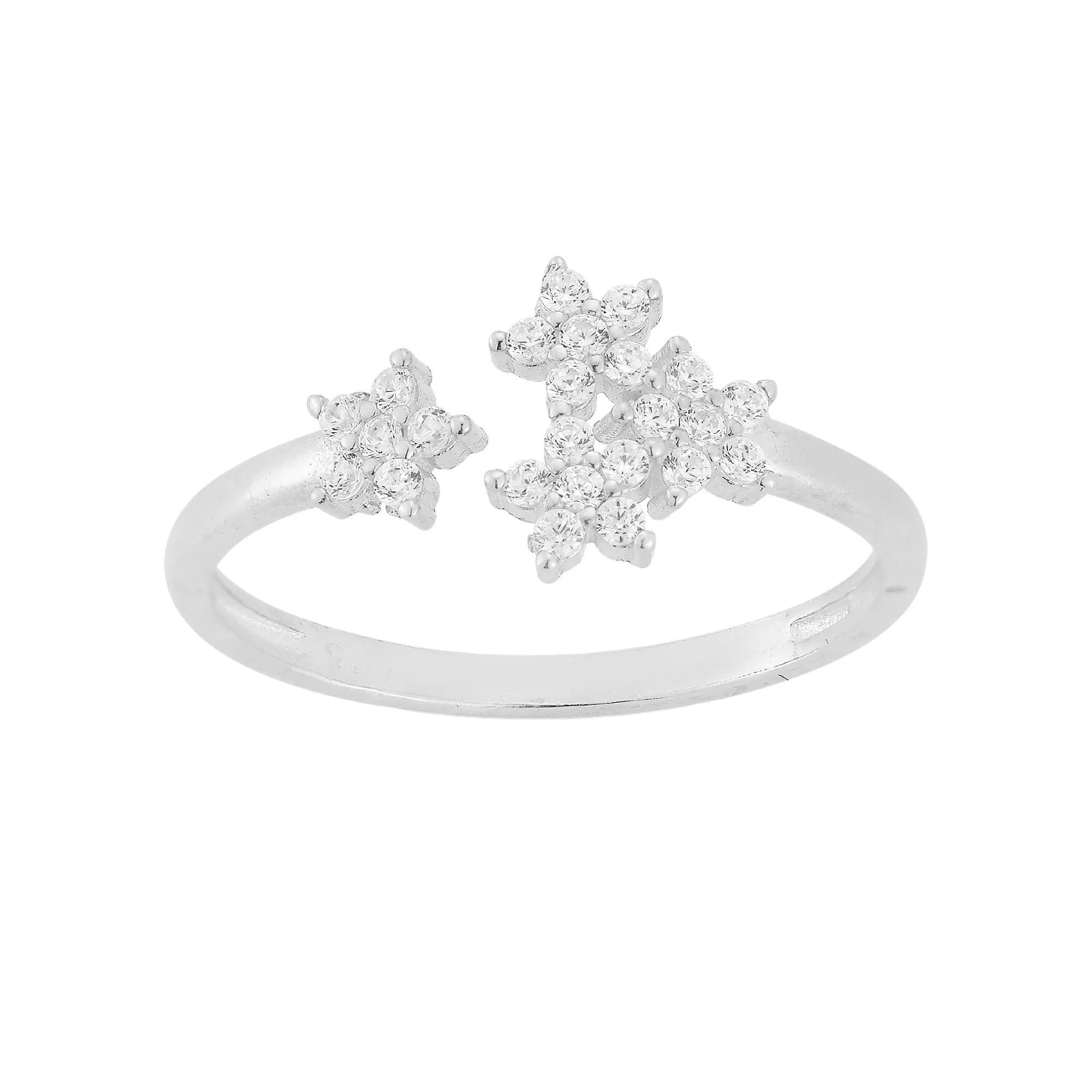 Sunkissed Sterling Cubic Zirconia Multi Flower Ring, Women's, Size: 8, Silver Tone Product Image