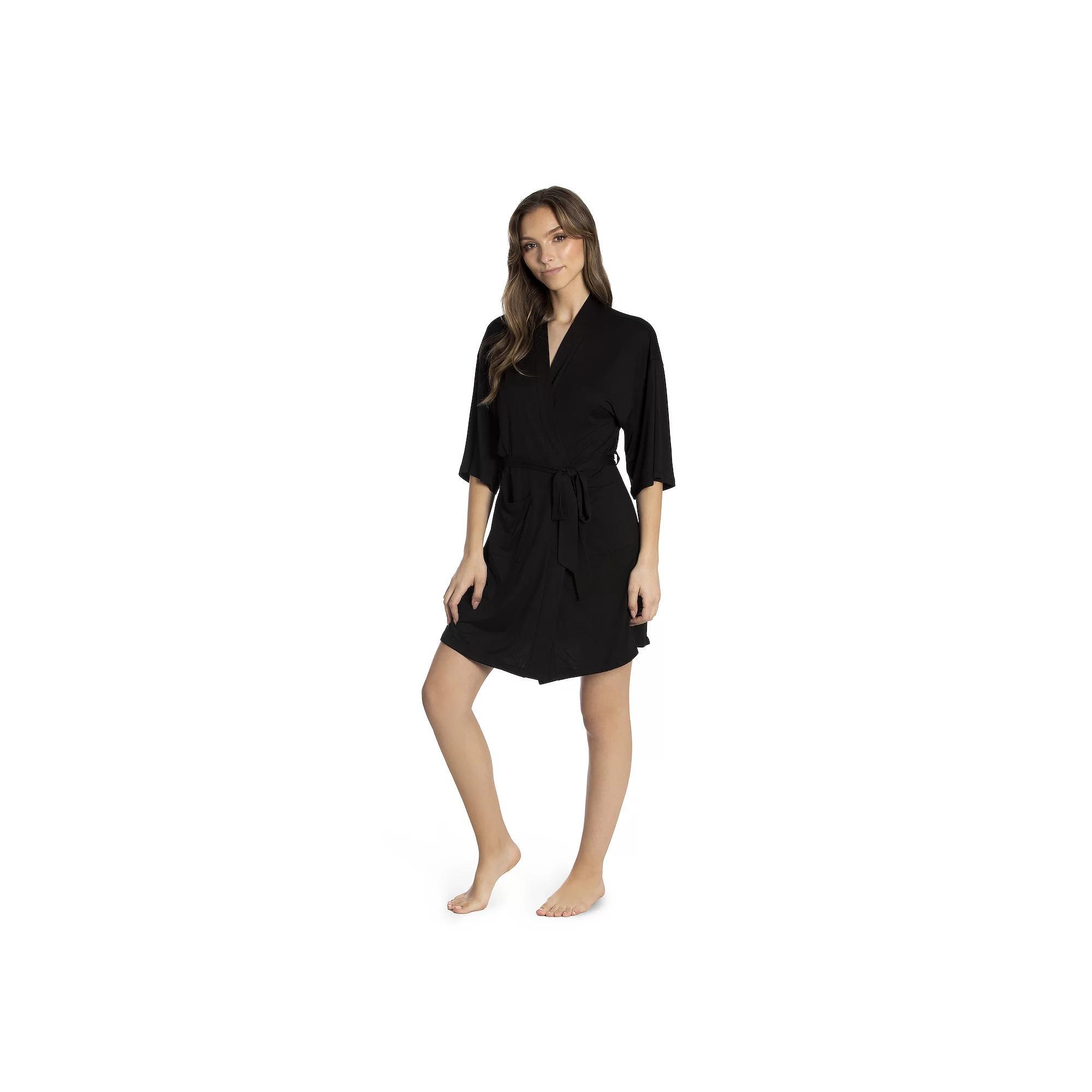 Women's Lilac+London Wrap Robe, Size: XL/XXL, Black Product Image