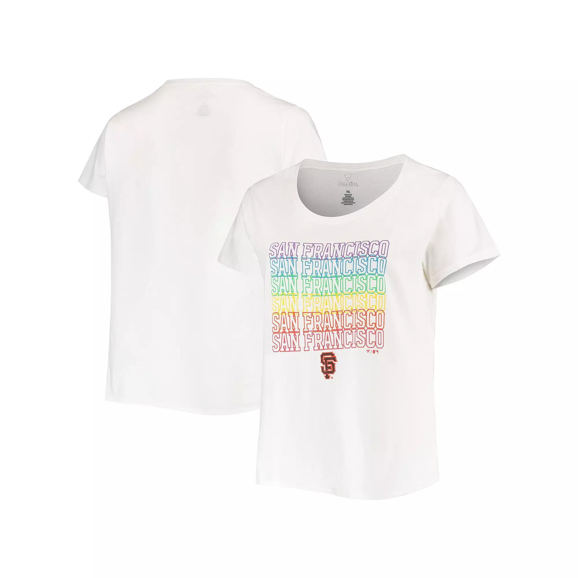 Women's White San Francisco Giants Plus Size Pride Scoop Neck T-Shirt, Size: 3XL Product Image