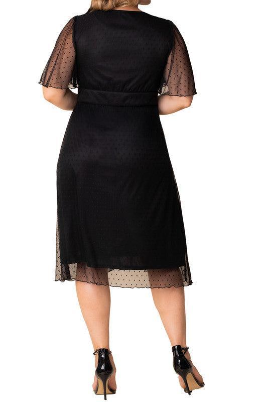 Margot Mesh Cocktail Dress, Black  - Plus Product Image