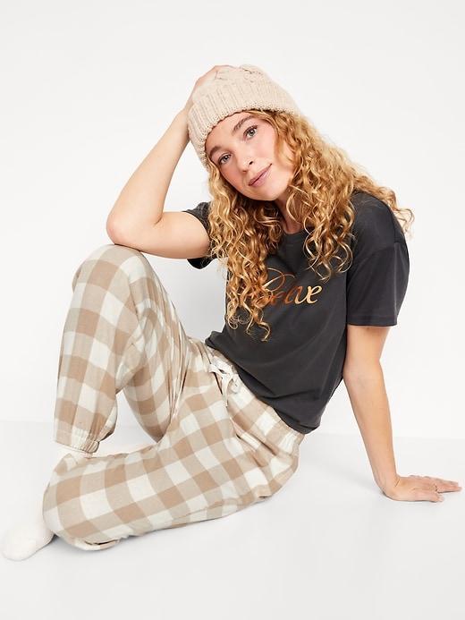 High-Waisted Flannel Pajama Joggers for Women Product Image