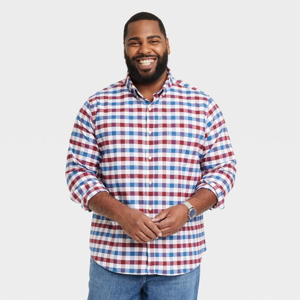 Men's Big & Tall Every Wear Long Sleeve Oxford Button-Down Shirt - Goodfellow & Co™ Light Blue XLT: Slim Fit, Patch Pocket Product Image