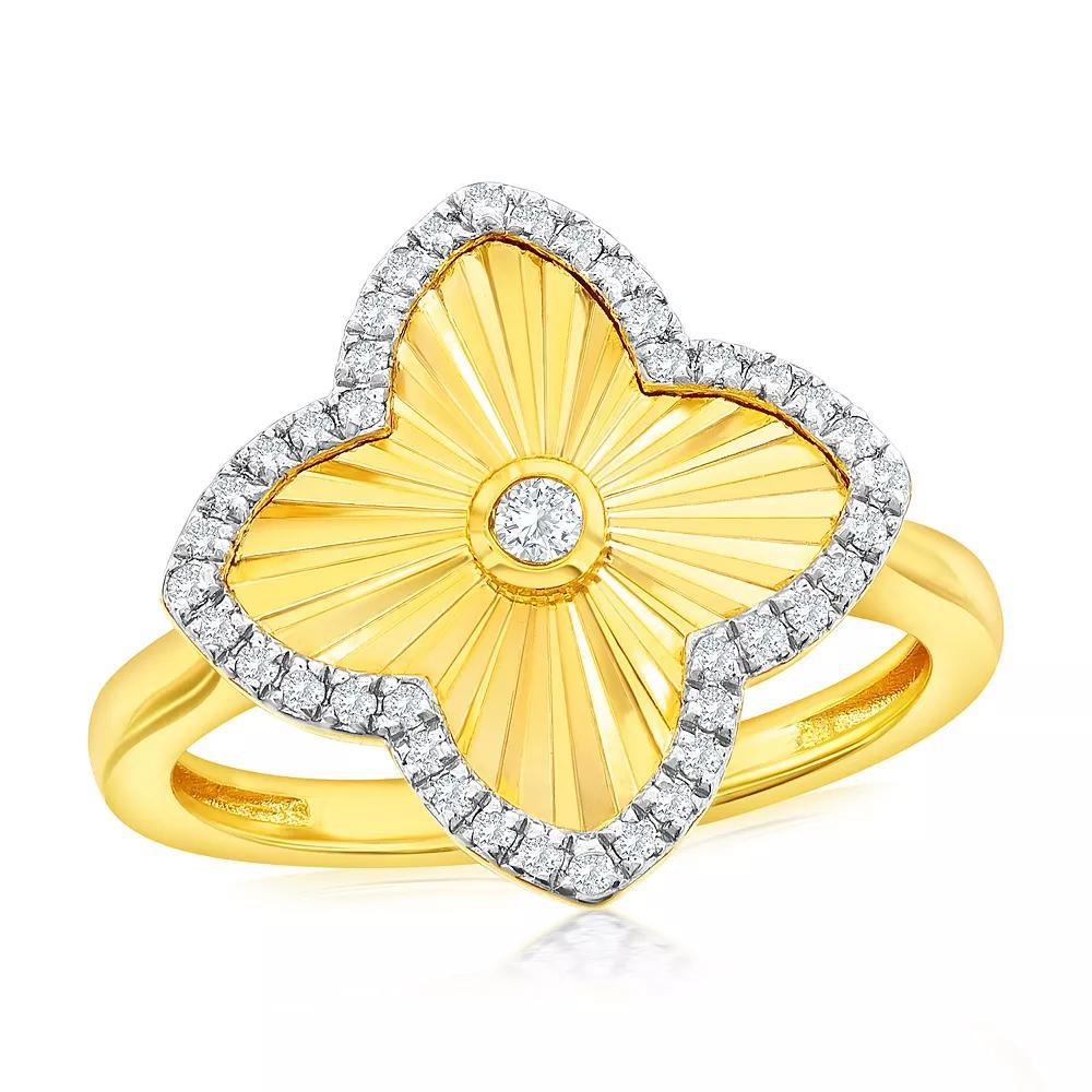 Argento Bella 14k Gold Over Silver Cubic Zirconia Flower Ring, Women's, Size: 7, Gold Tone Product Image