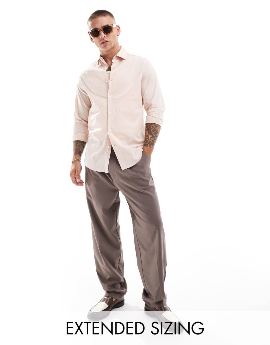 ASOS DESIGN regular fit shirt in light pink Product Image