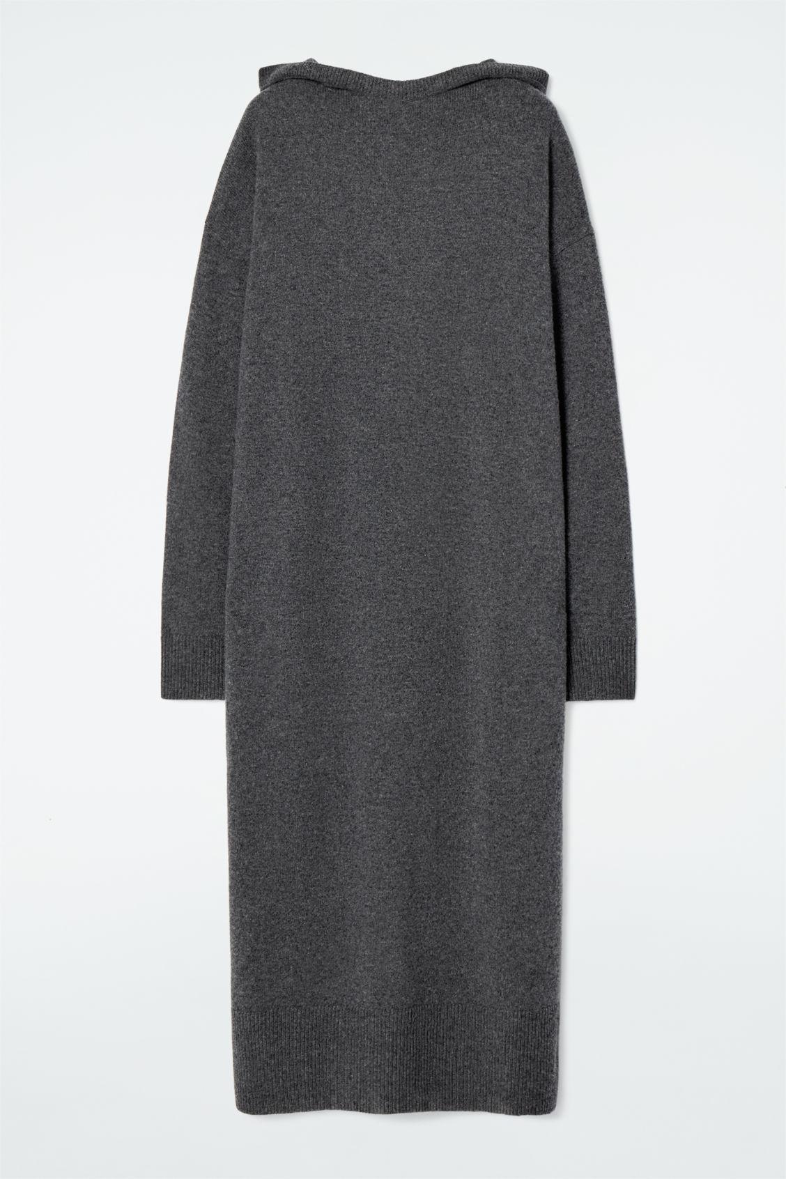 HOODED MERINO WOOL MAXI DRESS Product Image