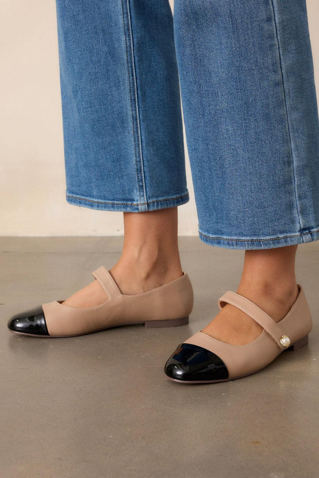 Soft Horizon Tan Round Toe Flats Product Image