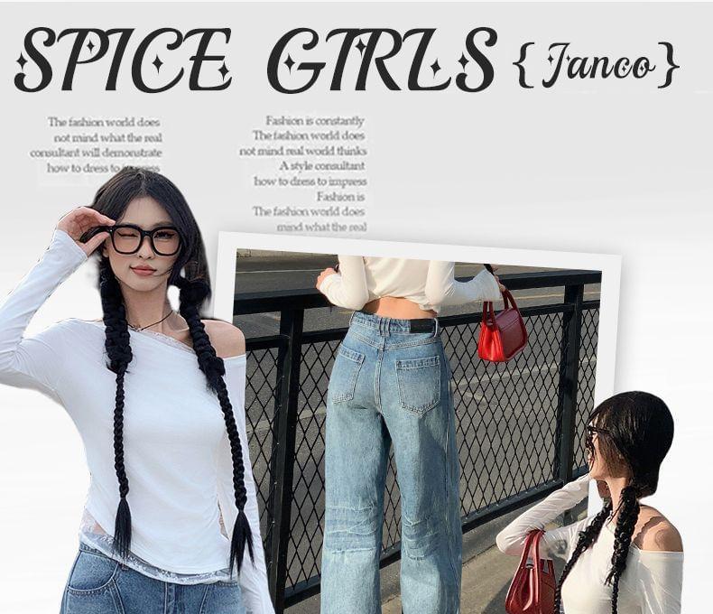 High Rise Washed Wide Leg Jeans (Various Designs) Product Image