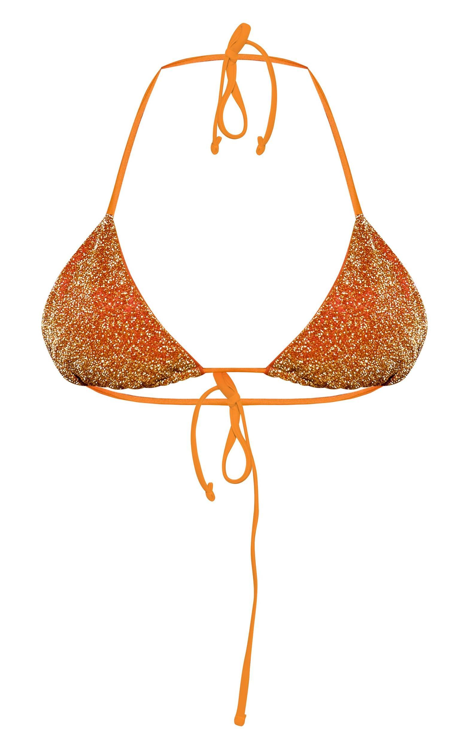 Orange Glitter Triangle Bikini Top Product Image