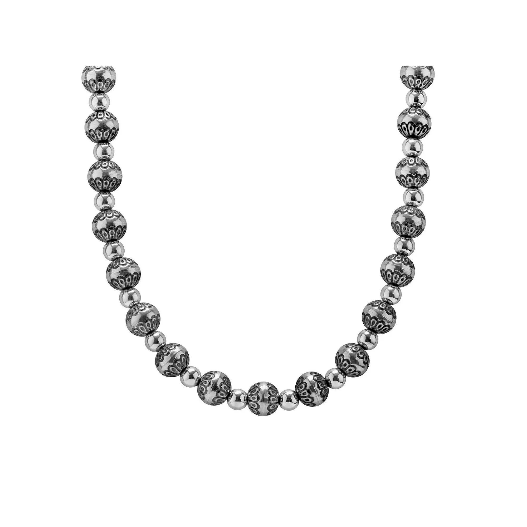 Southwest Spirit® Sterling Silver Stamped Beaded Necklace, Women's, Size: 21" Product Image
