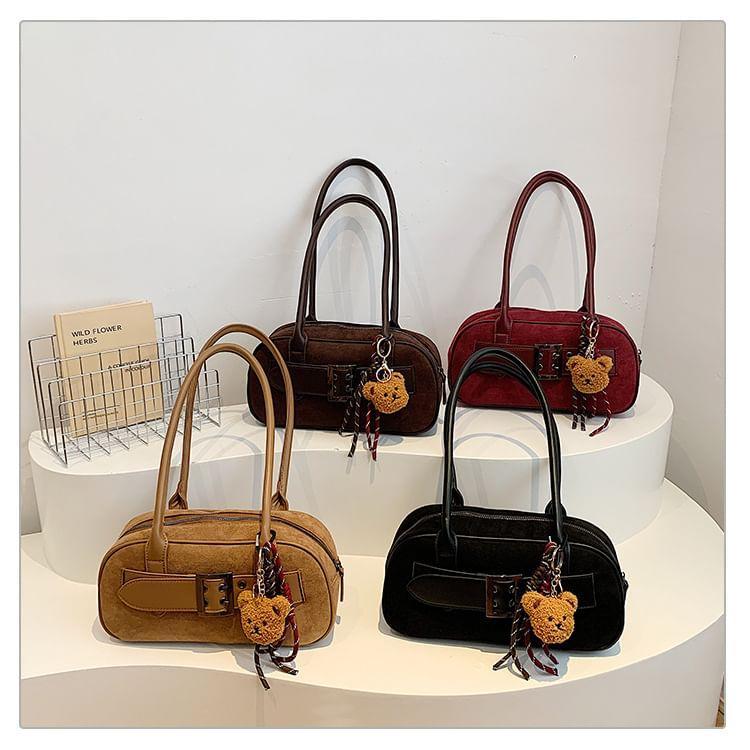 Plain Faux Leather Buckled Tote Bag Product Image