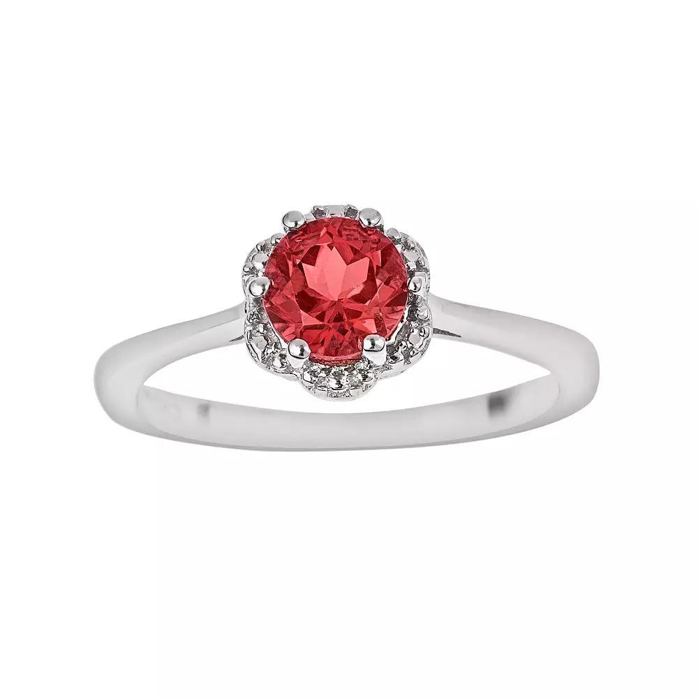 Celebration Gems Sterling Silver Garnet Scalloped Frame Ring, Women's, Size: 7 Product Image