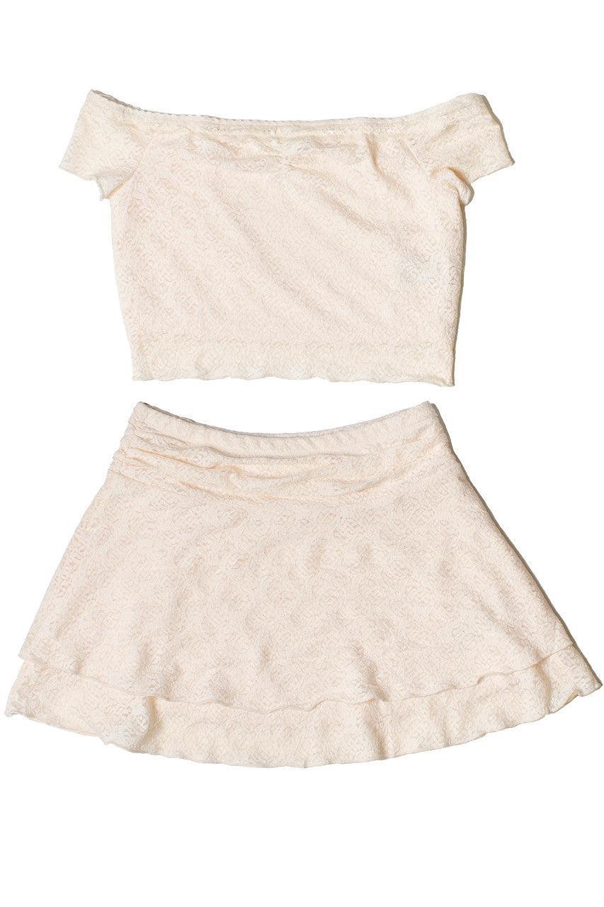 Lace Over The Shoulder Ruched Top Product Image