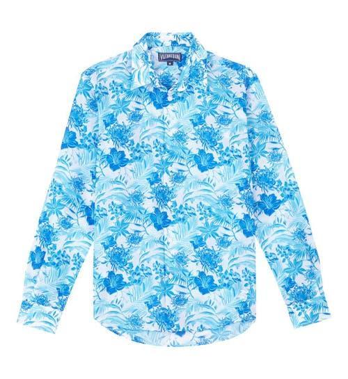 Vilebrequin Unisex Cotton Voile Lightweight Shirt Tahiti Flowers in Blanc at Nordstrom, Size Large Product Image