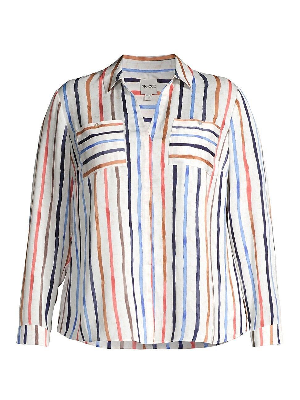 NIC+ZOE Painted Stripe Top (Cream ) Women's Clothing Product Image