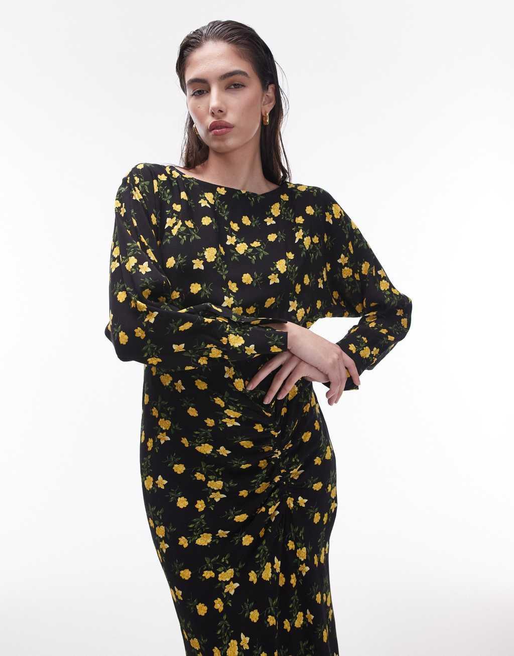 Topshop ruch front detail midi dress Product Image