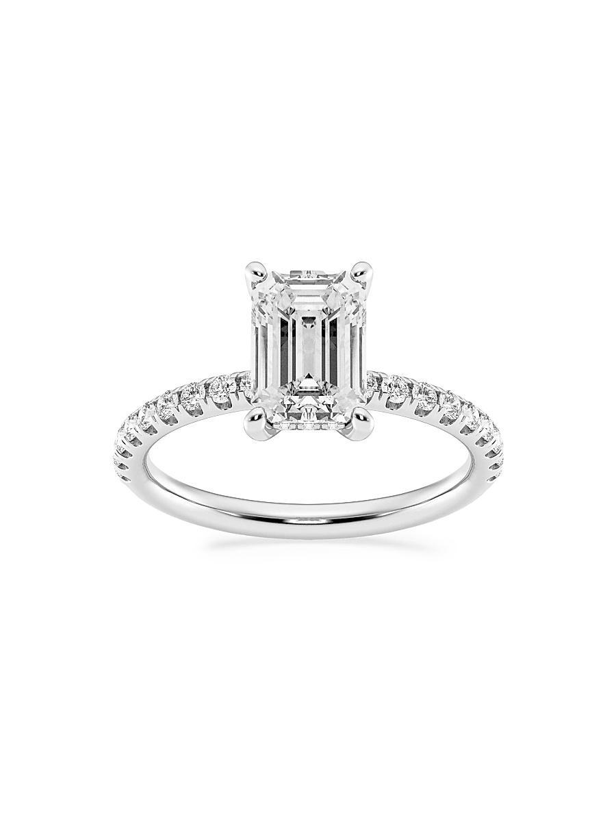 Womens 14K White Gold & Emerald-Cut Lab-Grown Diamond Hidden Halo Ring/0.80-3.41 TCW Product Image