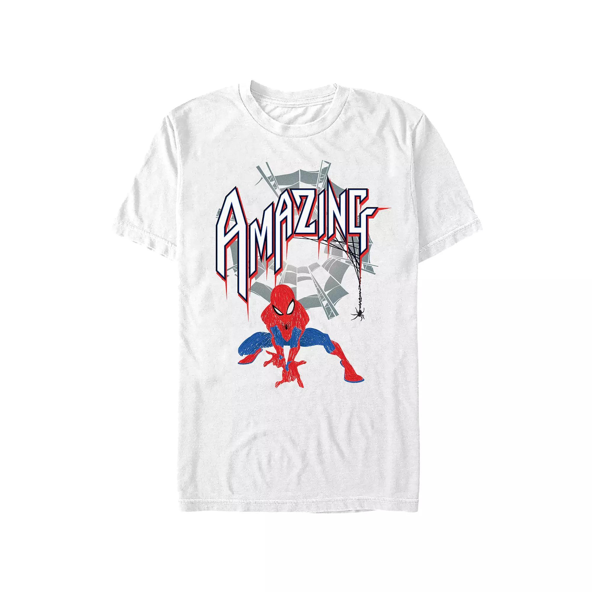 Men's Spider-Man Amazing Spidey Draw Graphic Tee, Size: Small, White Product Image