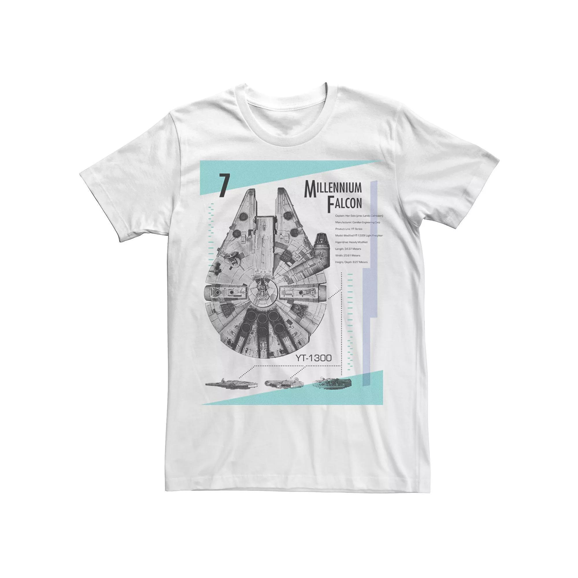 Men's Star Wars Millennium Falcon Specifics Tee, Size: XL, White Product Image