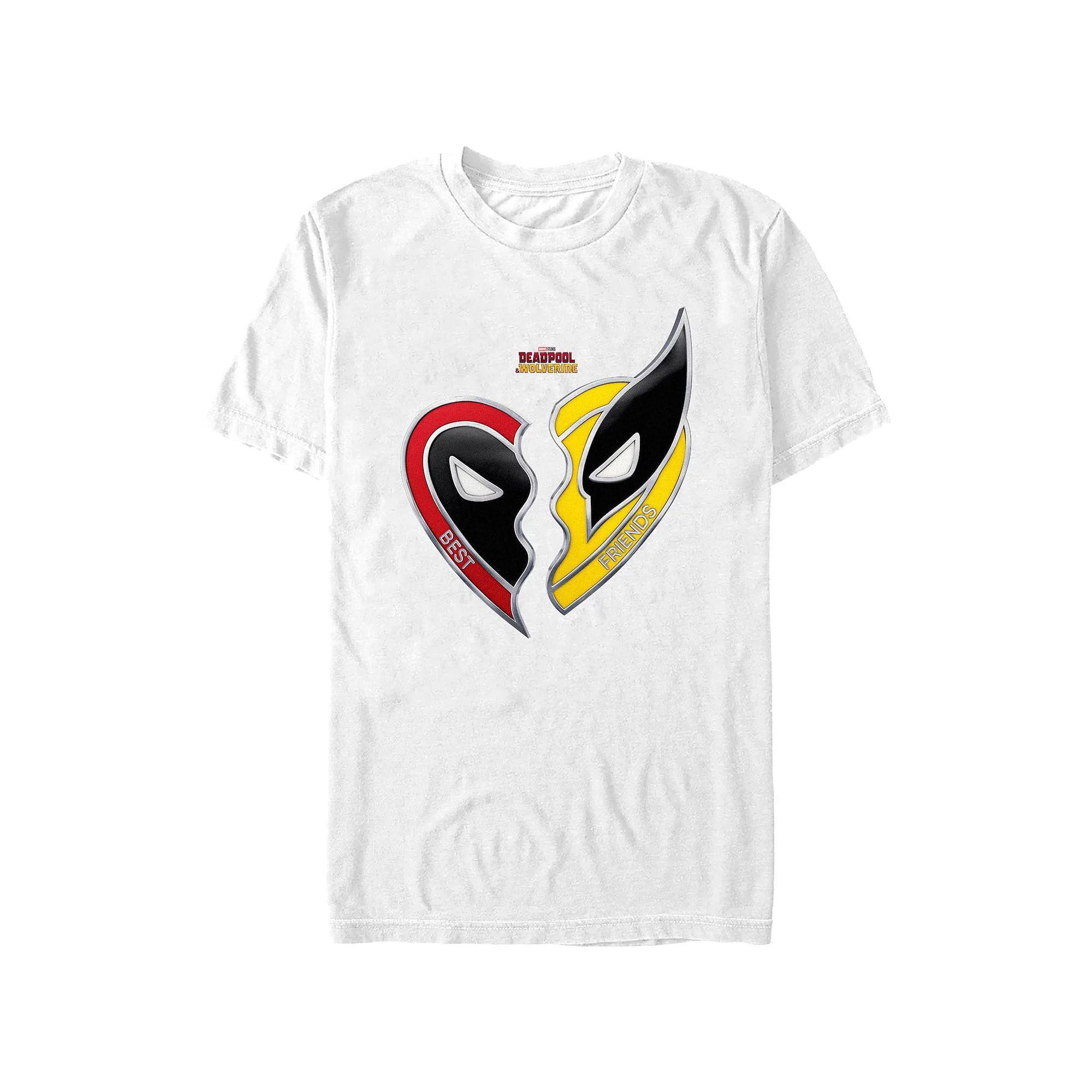 Men's Deadpool And Wolverine Best Friends Heart Graphic Tee, Size: Small, White Product Image