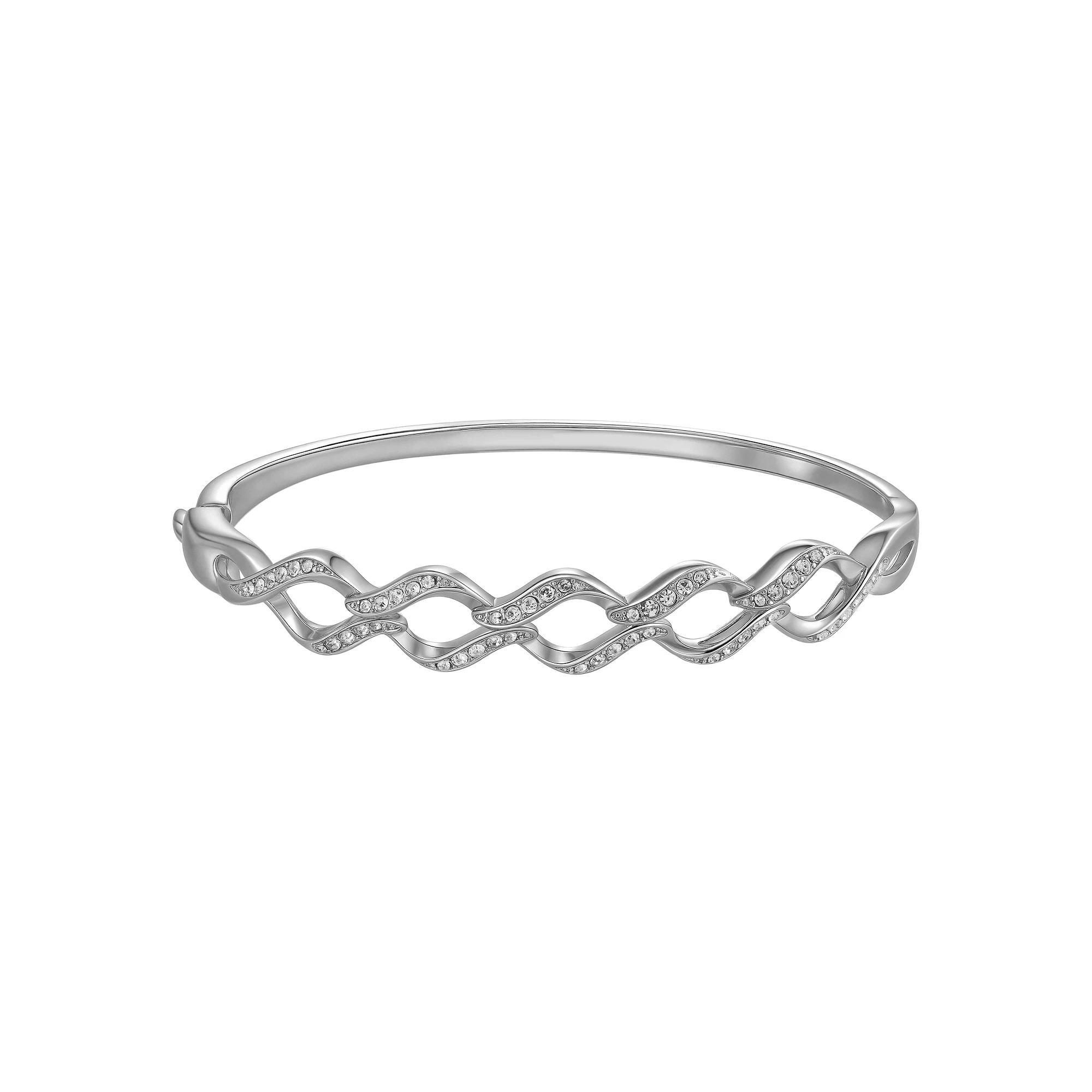 Chrystina Crystal Weave Hinged Bangle Bracelet, Women's, Size: 7.5", Silver Tone Product Image