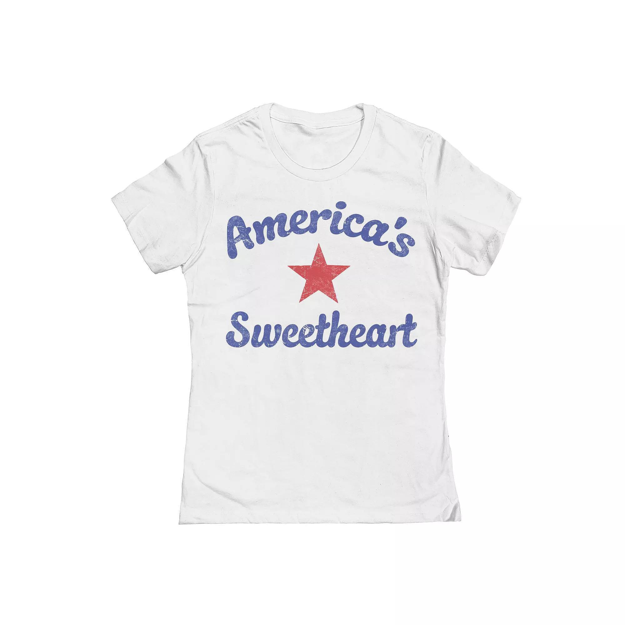 Junior's Grayson Threads by Tai Apparel America's Sweetheart Star Graphic Tee, Women's, Size: Medium, White Product Image