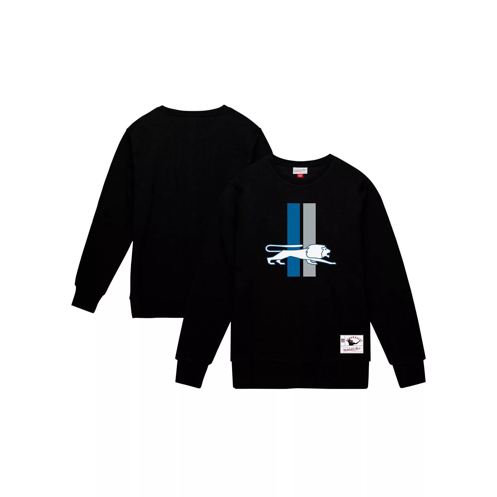 Men's Mitchell & Ness Black Detroit Lions Basic Fleece Pullover Sweatshirt, Size: 2XL Product Image
