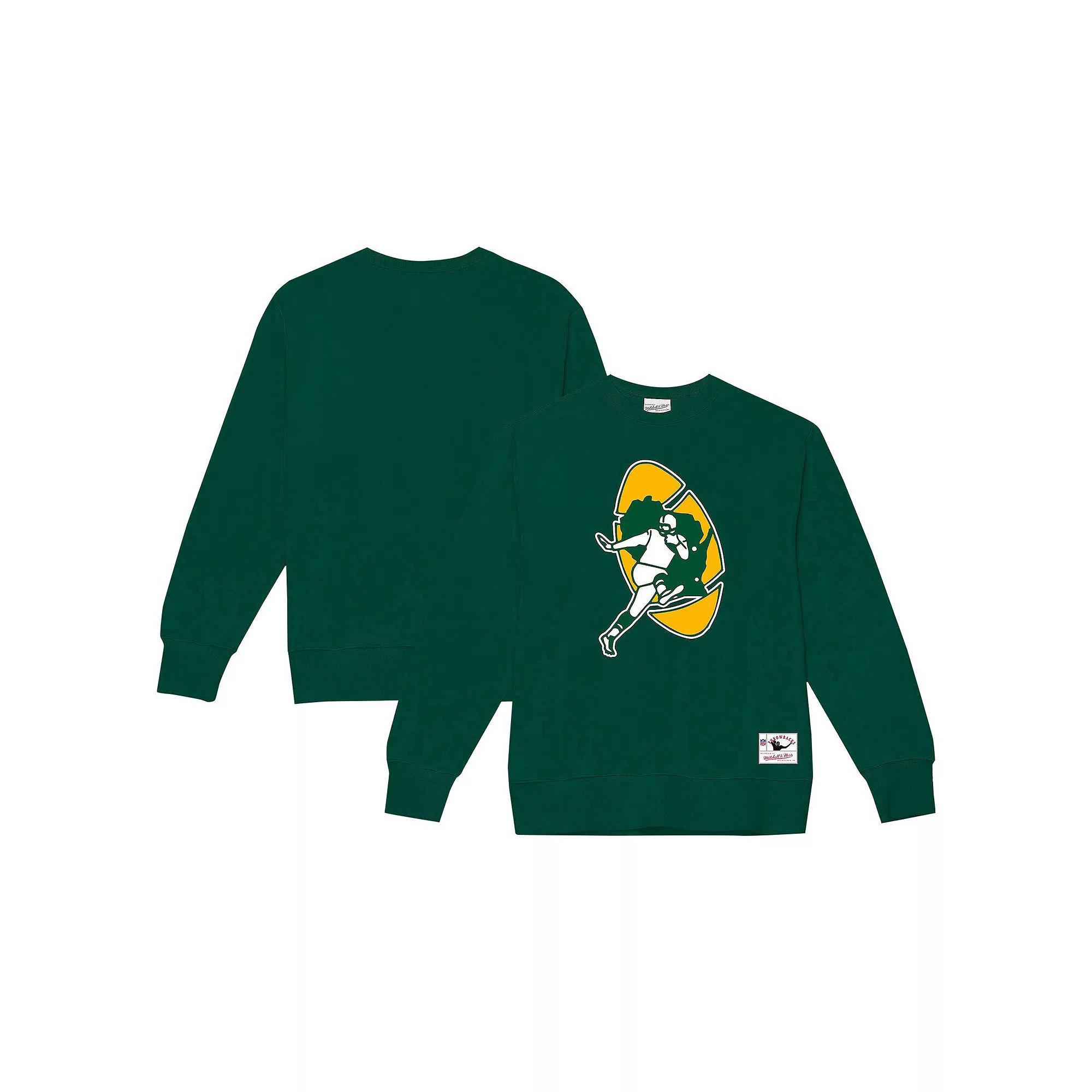 Men's Mitchell & Ness Dark Green Green Bay Packers Basic Fleece Pullover Sweatshirt, Size: 2XL Product Image